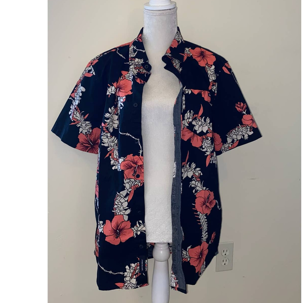 FLORAL BUTTON SHIRT VANS SIZE MEDIUM HAWAIIAN